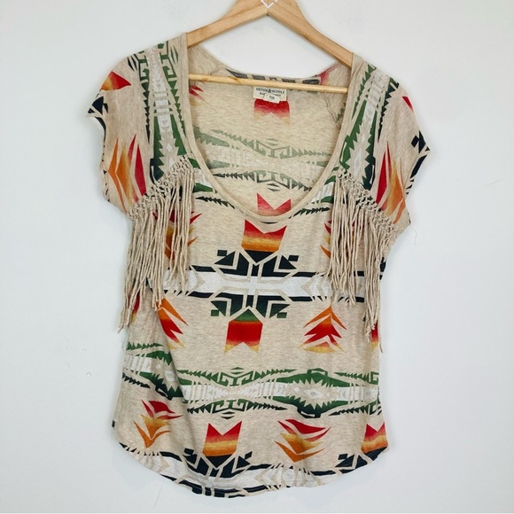 Ralph Lauren Denim & Supply southwestern motif fringed oversized tee. Small - Picture 1 of 5